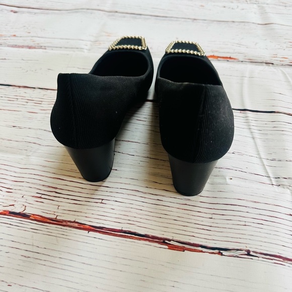 Anne Klein Black and Silver wedge heels with Silver Detail - Picture 3 of 5